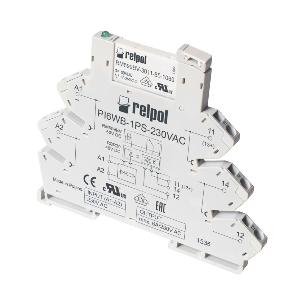 Інтерфейсне напівпровідникове реле Relpol PIR6WB-1PS-24VDC-R (SZARE)